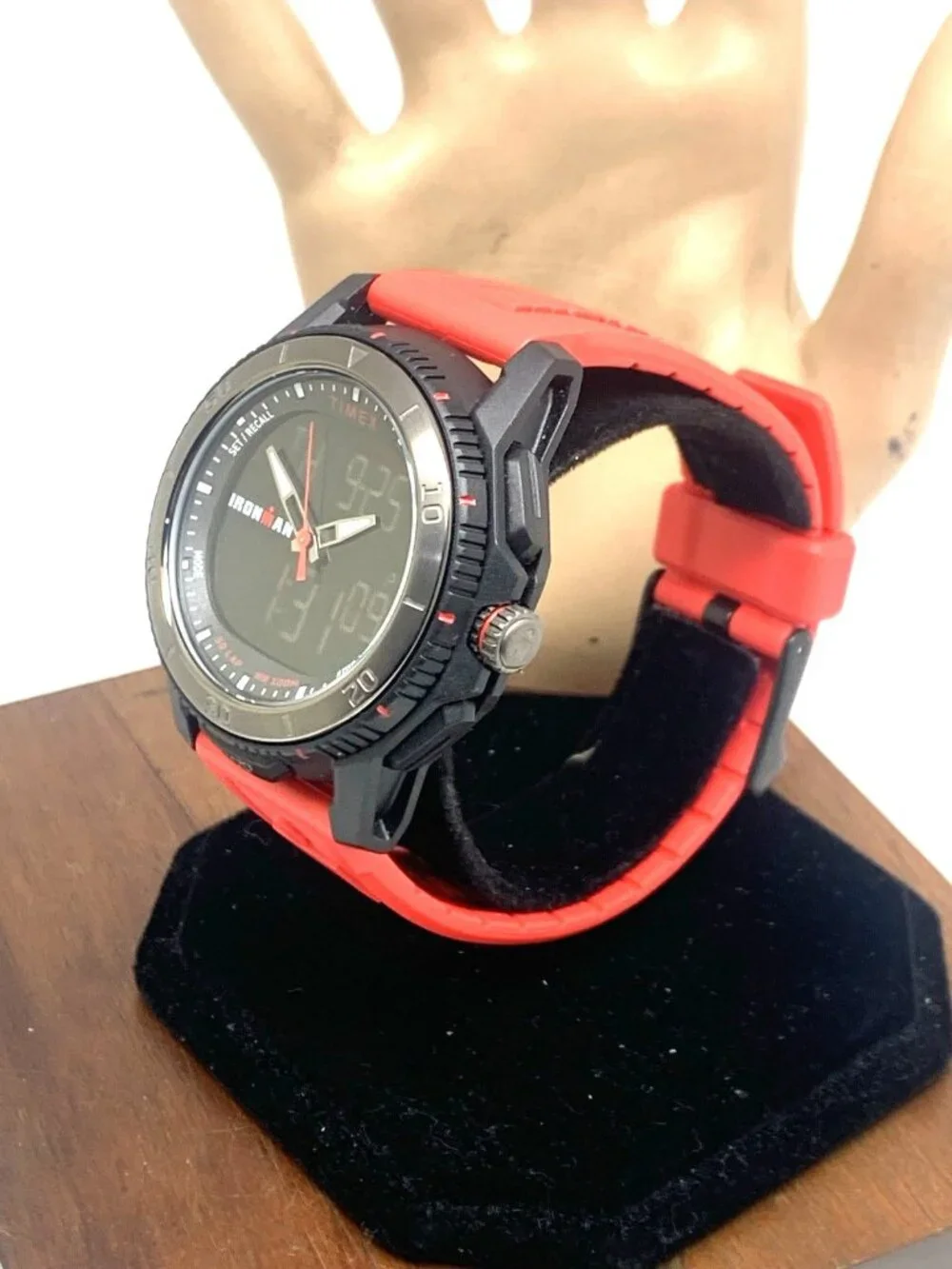 Timex Men's Watch TW5M55000 Ironman Quartz Sport Red Black Rubber Band 46mm